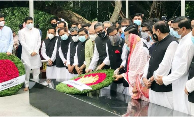 ছয় দফা দিবসে বঙ্গবন্ধুর প্রতিকৃতিতে আ.লীগের শ্রদ্ধা