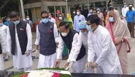 বঙ্গবন্ধুর প্রতিকৃতিতে আওয়ামী লীগের শ্রদ্ধা