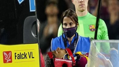 Arauho of Barcelona injured while playing