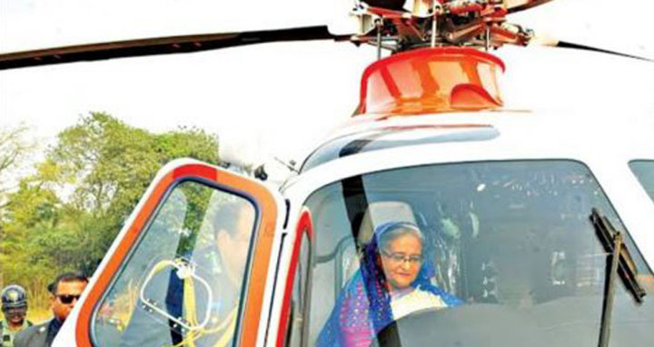 হেলিকপ্টারে বন্যাকবলিত এলাকা পরিদর্শনে প্রধানমন্ত্রী