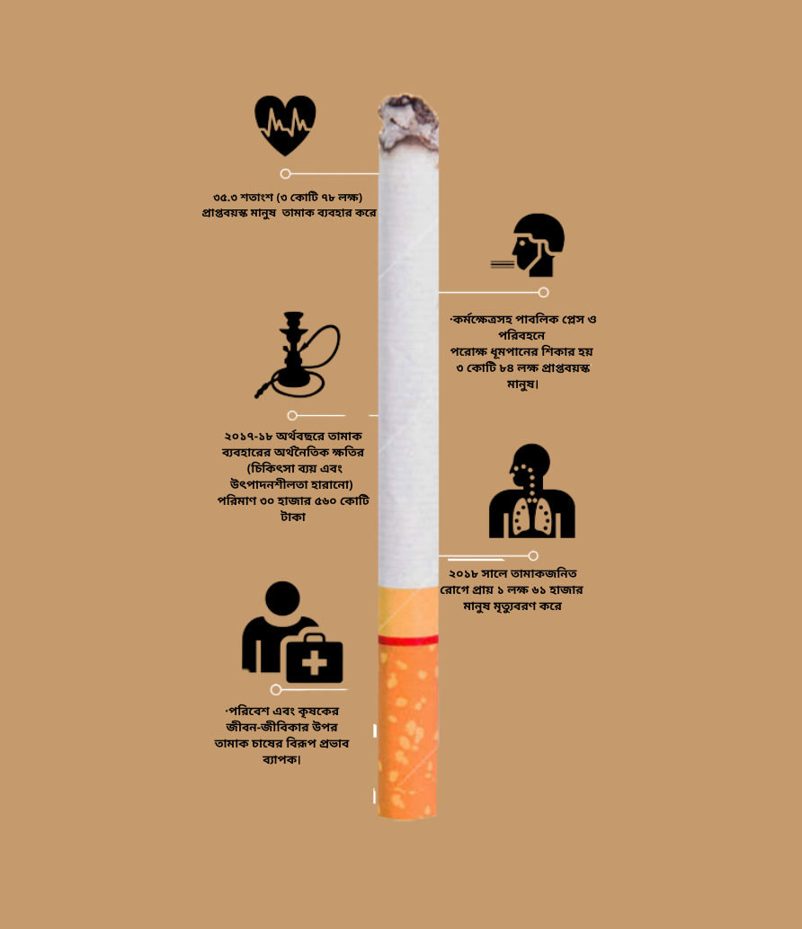 • পরিবেশ এবং কৃষকের জীবন-জীবিকার উপর তামাক চাষের বিরূপ প্রভাব ব্যাপক।